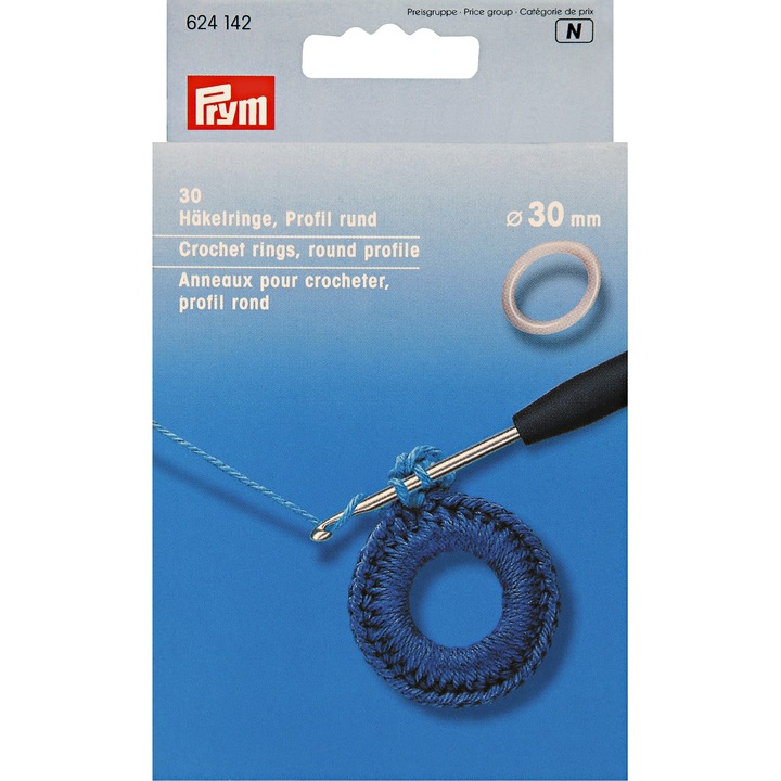 Inele pentru crosetat plate, din plastic, diametru 30 mm, 30 buc, Prym