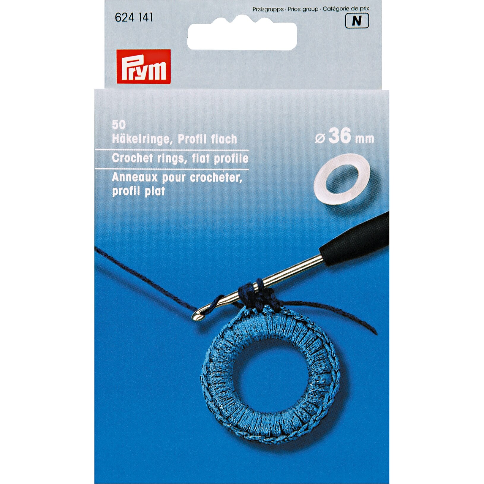 Inele pentru crosetat plate, din plastic, diametru 36 mm, 50 buc, Prym