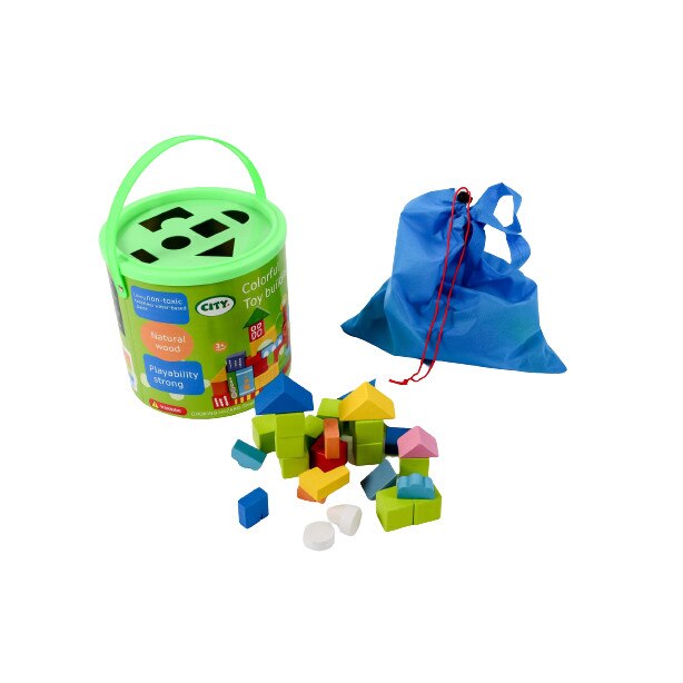 Set cuburi din lemn colorate Wooden, imprimate cu 50 de piese - eMAG.ro