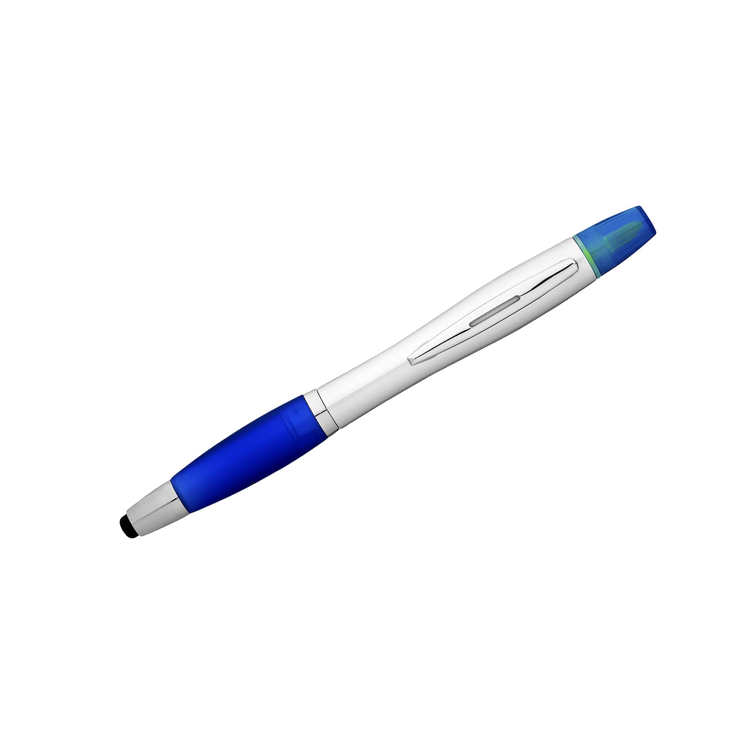 Pix multifunctional argintiu cu grip albastru cu touch si highlighter