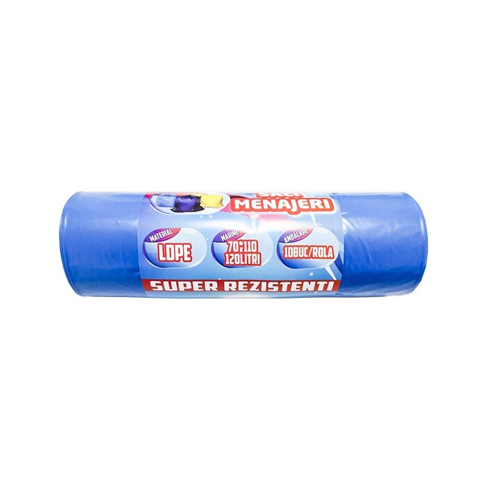 Saci menajeri 120L, 10 buc/rola, albastri