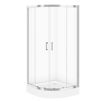 Cabina de dus Cersanit Basic, semi-rotunda, 90X90X185cm, sticla transparenta Cabina de dus Cersanit Basic, semi-rotunda, 90X90X185cm, sticla transparenta
