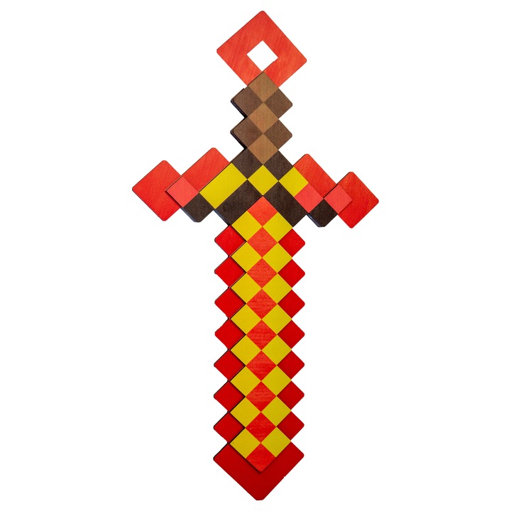 Sabie Minecraft din lemn model 1, multicolor, 27x13