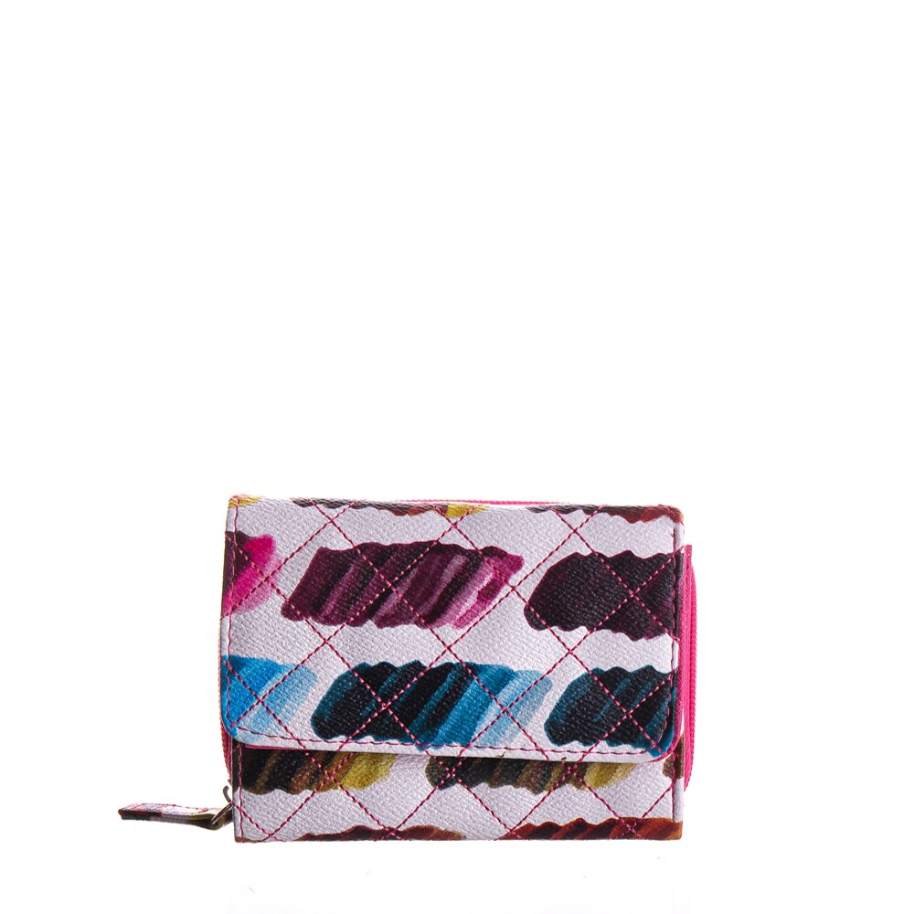 Portofel dama Miruna, piele ecologica, Fucsia/Multicolor