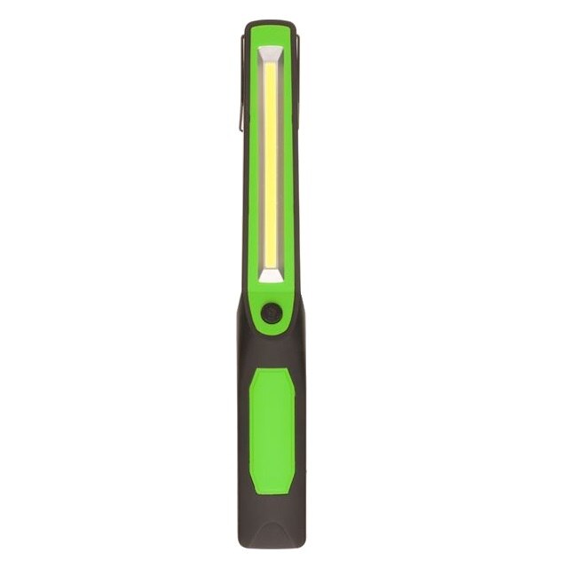 Lampa de lucru pe LED COB cu magneti si agatatoare, 350 lumeni, Negru/Verde, 29.1x3 cm