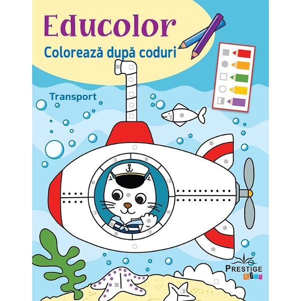Educolor: Transport. Coloreaza dupa coduri