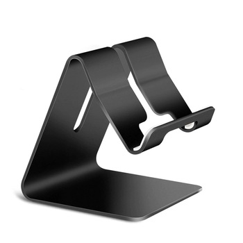 Suport universal de birou pentru telefon sau tableta, din aluminiu, negru Suport universal de birou pentru telefon sau tableta, din aluminiu, negru