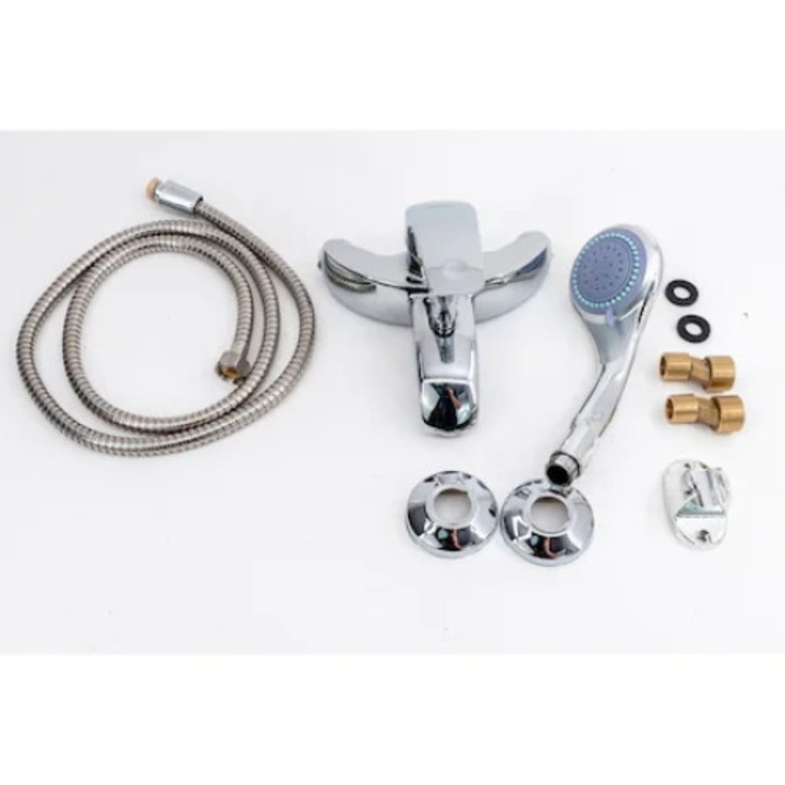 Baterie pentru cada cu pipa fixa Angel Genesis, Crom Lucios