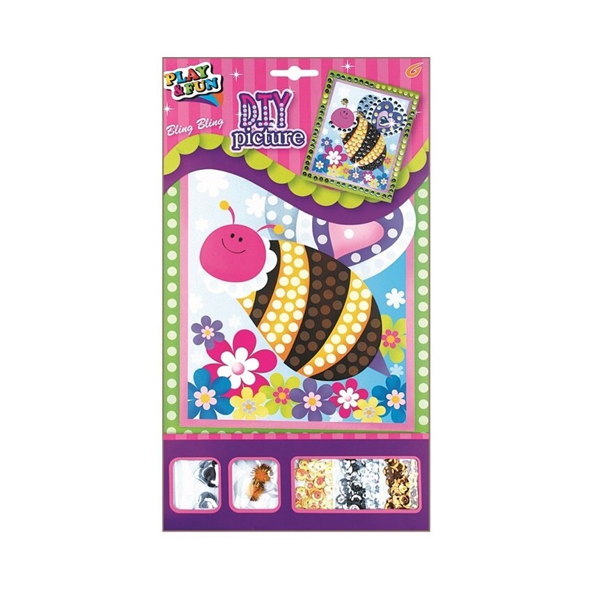 Set imagine mozaic cu margele autoadezive - albinuta, 20.5 x 17 cm