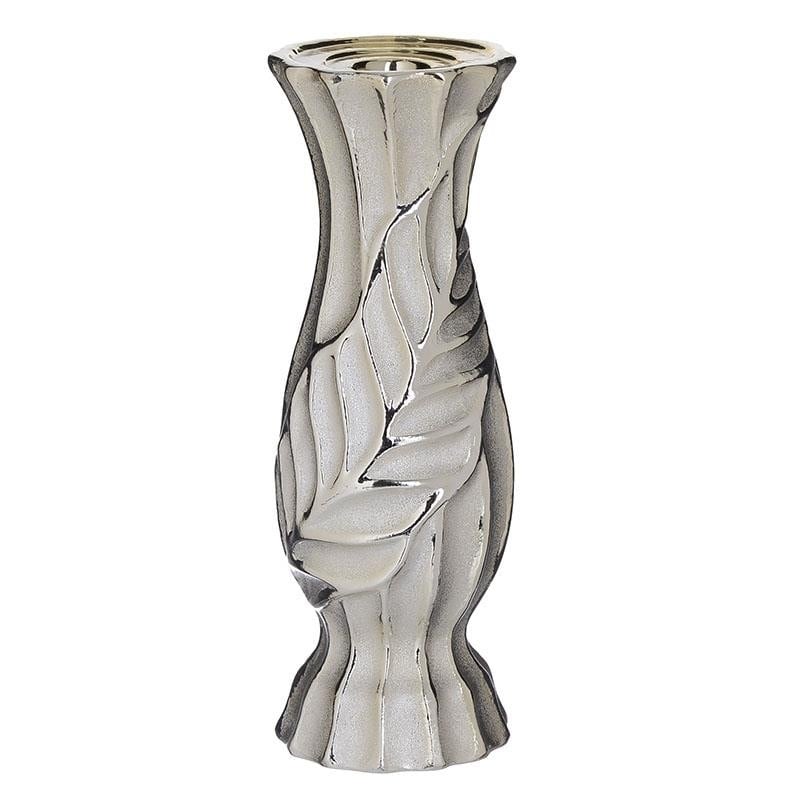 Suport lumanare din rasina, silver-gold, 9 x 26 cm