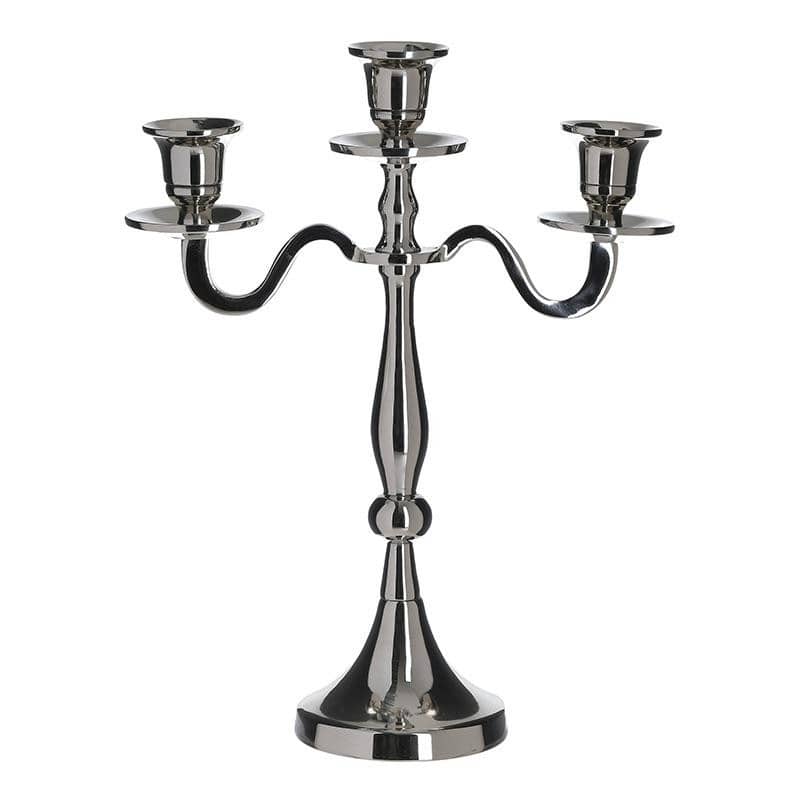 Sfesnic din aluminiu, 3 brate, silver, 24 x 10 x 30 cm