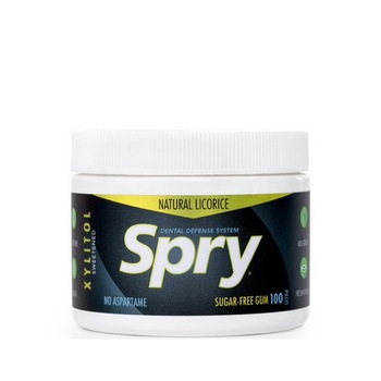 Guma de mestecat cu xylitol, Spry de la Xlear, fara zahar, 100% ingrediente naturale, aroma lemn dulce (licorice), borcan 100 bucati Guma de mestecat cu xylitol, Spry de la Xlear, fara zahar, 100% ingrediente naturale, aroma lemn dulce (licorice), borcan 100 bucati