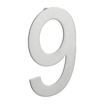 Numar usa, cifra „9”, prindere suruburi, inox Numar usa, cifra „9”, prindere suruburi, inox