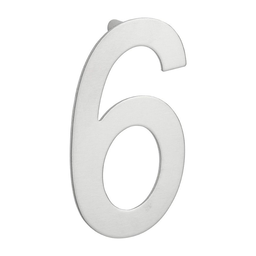 Numar usa, cifra „6”, prindere suruburi, inox