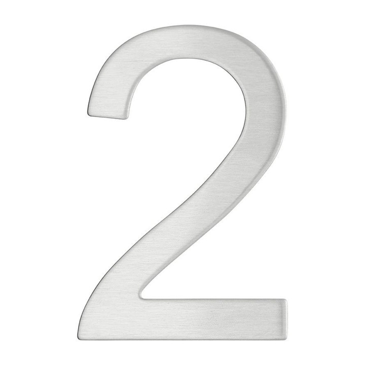Numar usa, cifra „2”, lipire adeziv 3M, inox