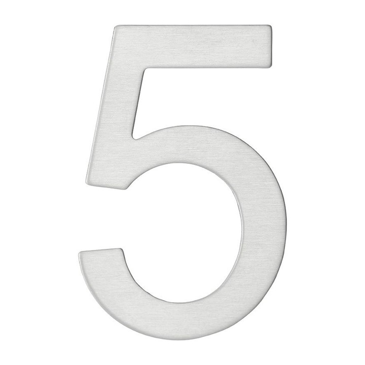 Numar usa, cifra „5”, lipire adeziv 3M, inox