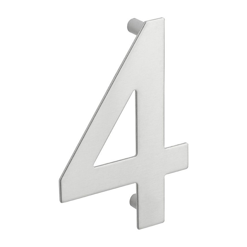 Numar usa, cifra „4”, prindere suruburi, inox