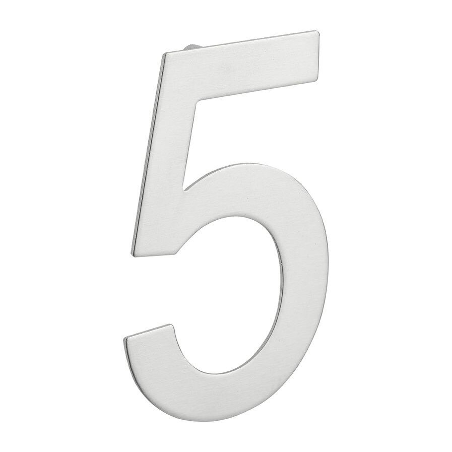 Numar usa, cifra „5”, prindere suruburi, inox