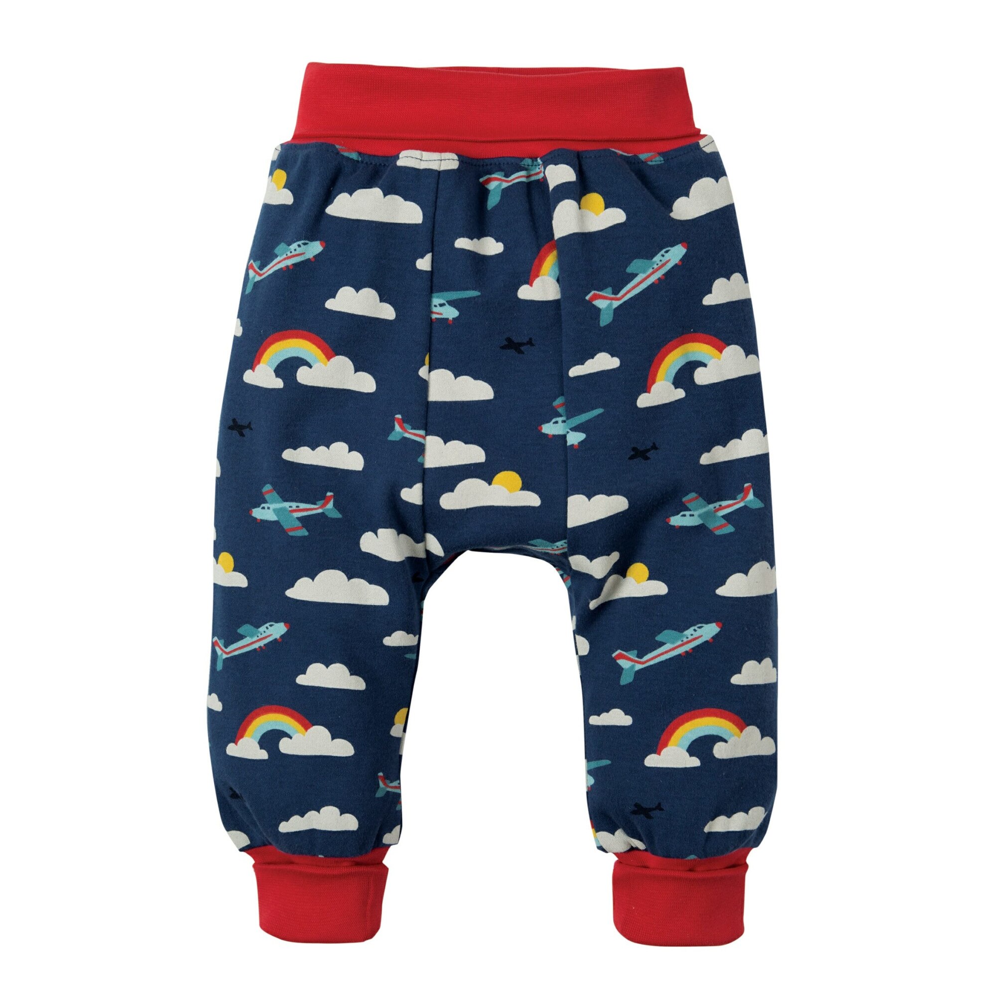 Pantaloni gogosar, ˝zbor departe˝, bumbac organic, multicolor, bebe