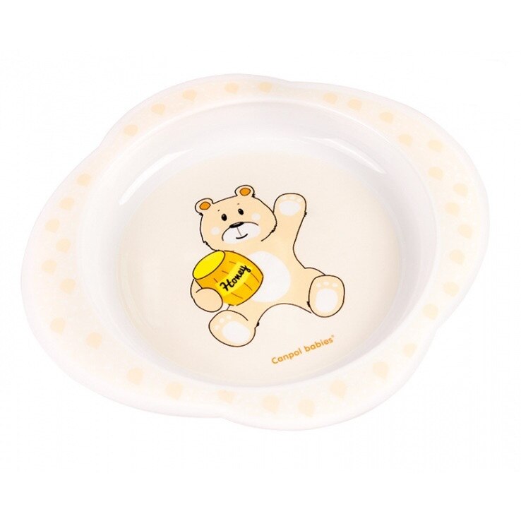 Farfurie, plastic, ursulet galben, Canpol, 56/008