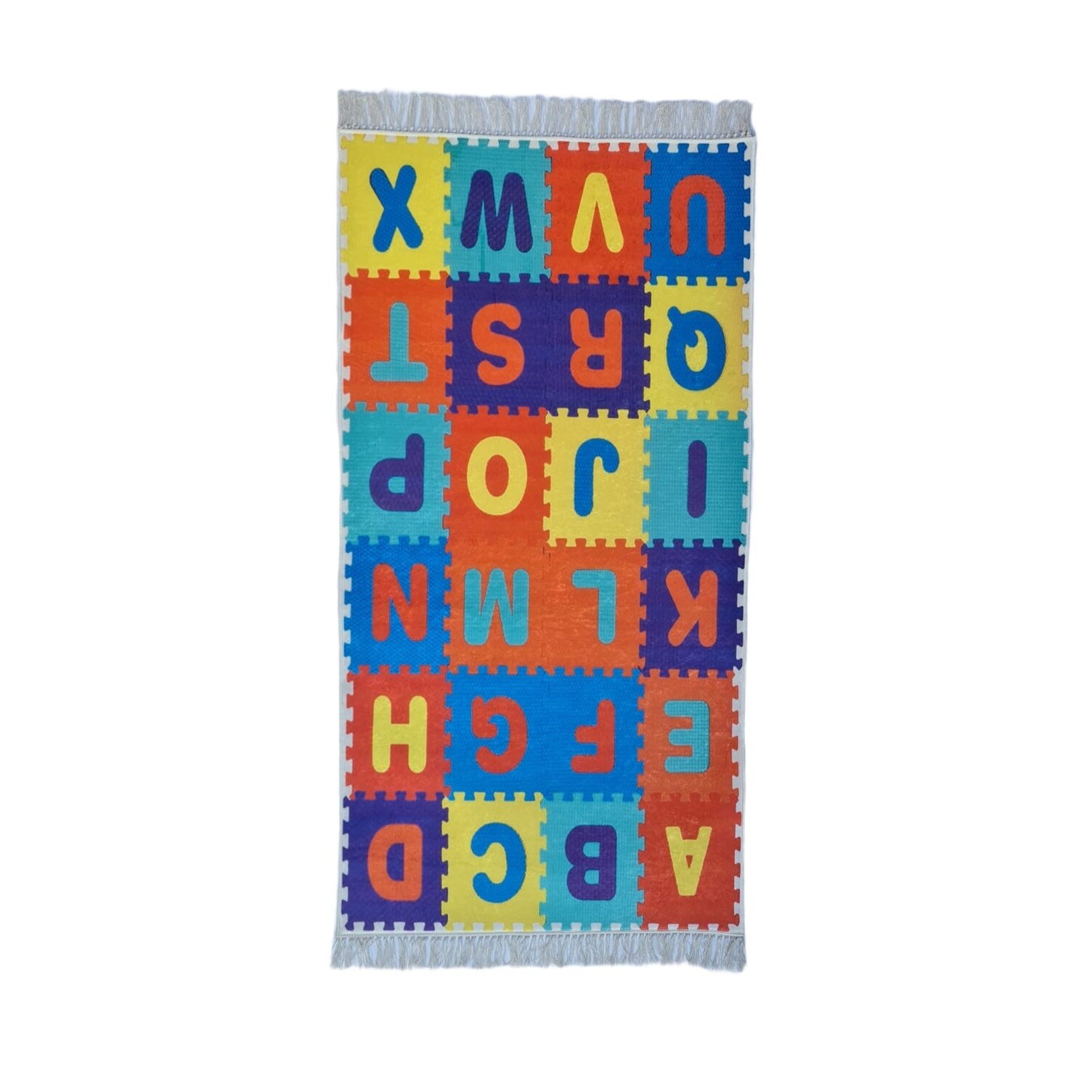 Covor pentru copii interactiv, antiderapant, 160 x 80 cm, Litere colorate