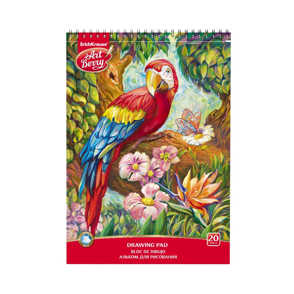 Bloc desen cu spira, A4 papagal, 120 gr/mp, 20 coli