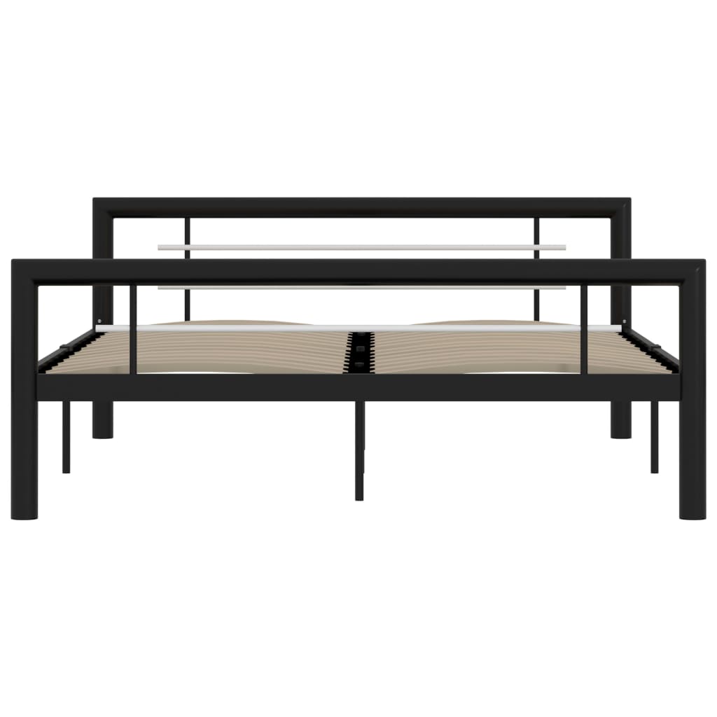 Cadru De Pat Vidaxl Negru Si Alb 160 X 200 Cm Metal 236 Kg Emagro 