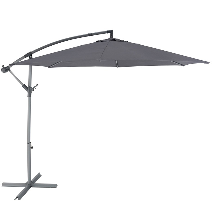 Umbrela tip lalea, gri, 255 x 350 cm, sac de pastrare