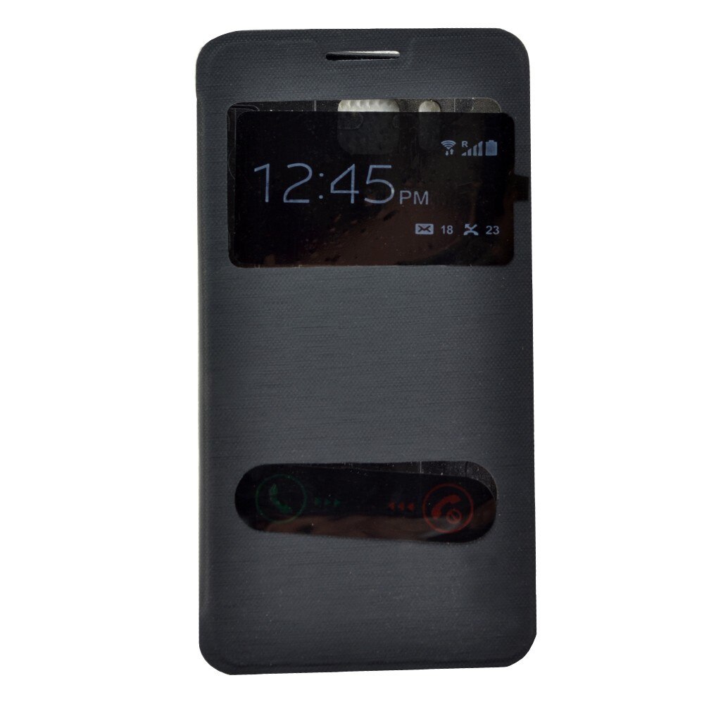 Husa S-View pentru Samsung Galaxy Alpha, negru