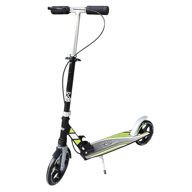 Trotineta pliabila X-spot Cruise 200XB cu frana de mana si ghidon reglabil, cric cu arc, Negru/Verde, 99 cm