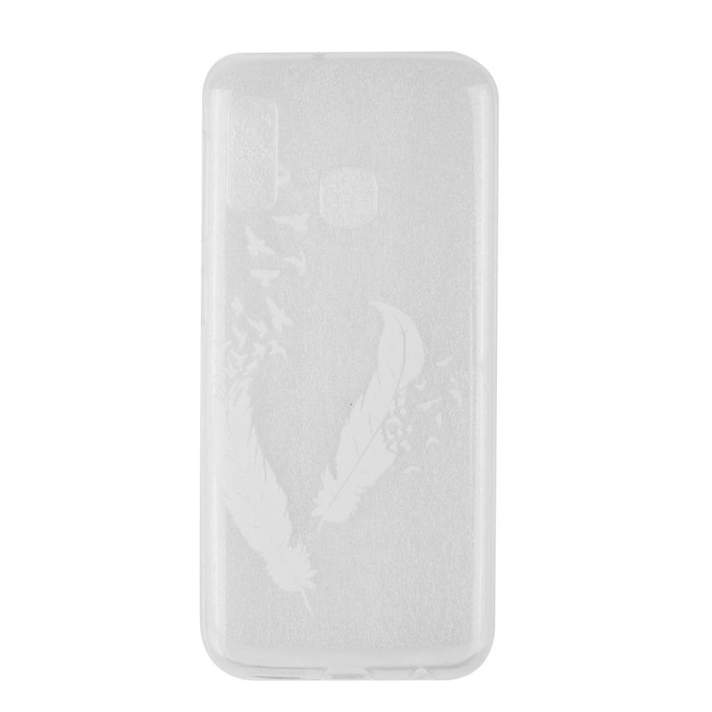 Husa silicon compatibila cu Samsung Galaxy A20e model White Feathers, Silicon, TPU Viceversa