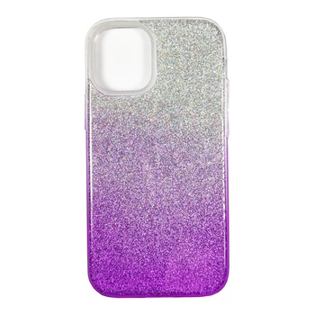 Husa compatibila cu Apple iPhone 12 Mini model Crystal Glitter, Antisoc, Viceversa Mov/Argintiu