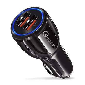 Incarcator Auto OZ Premium, 2x USB Incarcare Rapida Fast Charge cu LED Blue si USB 3.0 cu 3.1A Incarcator Auto OZ Premium, 2x USB Incarcare Rapida Fast Charge cu LED Blue si USB 3.0 cu 3.1A