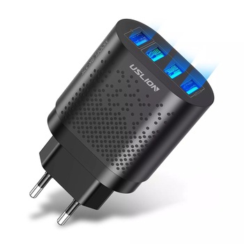 Incarcator OZ 4x USB Incarcare Rapida Fast Charge 3.1A Qualcomm 3.0 cu Multiple Protectii & LED,, Negru Incarcator OZ 4x USB Incarcare Rapida Fast Charge 3.1A Qualcomm 3.0 cu Multiple Protectii & LED,, Negru