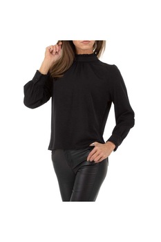 Bluza office, cu guler inalt si incretit, neagra - M Bluza office, cu guler inalt si incretit, neagra - M
