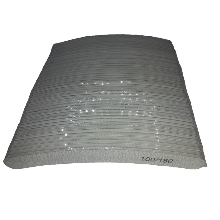 Set 50 bucati Pila de unghii, Dermastil, banana, gri, granulatie 100/180