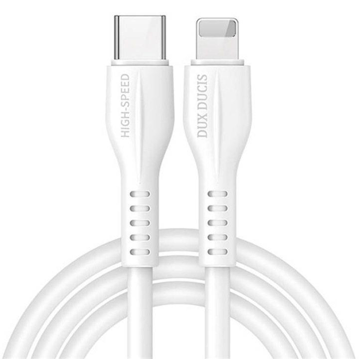 Cablu K-V, TIP-C la Fulger, 20W, 2.2A, 1m, PD, Incarcare rapida, alb