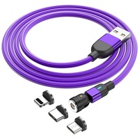 cablu de incarcare si transfer de date 3 in 1 lungime 1m 3atanat  premium incarcare rapida 540 grade gamingpentru telefon  tableta ios si android  conector usb conector usb-clightningmicro fast-charge mov imagen 55_0_
0