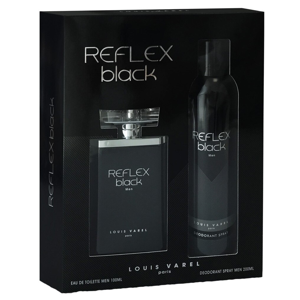Set Louis Varel, Reflex Black Man, Barbati: Apa de Toaleta, 100 ml + Deodorant Spray, 200 ml