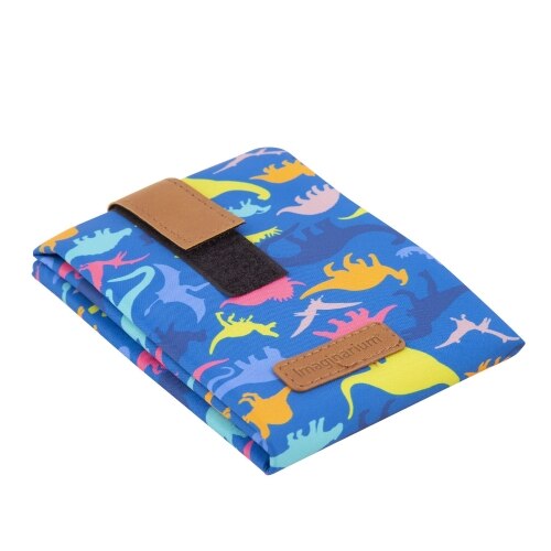 Geanta husa pentru gustari Imaginarium Sandwich Bag Dinos, reutilizabila, folosita si ca fata de masa, inchidere cu velcro