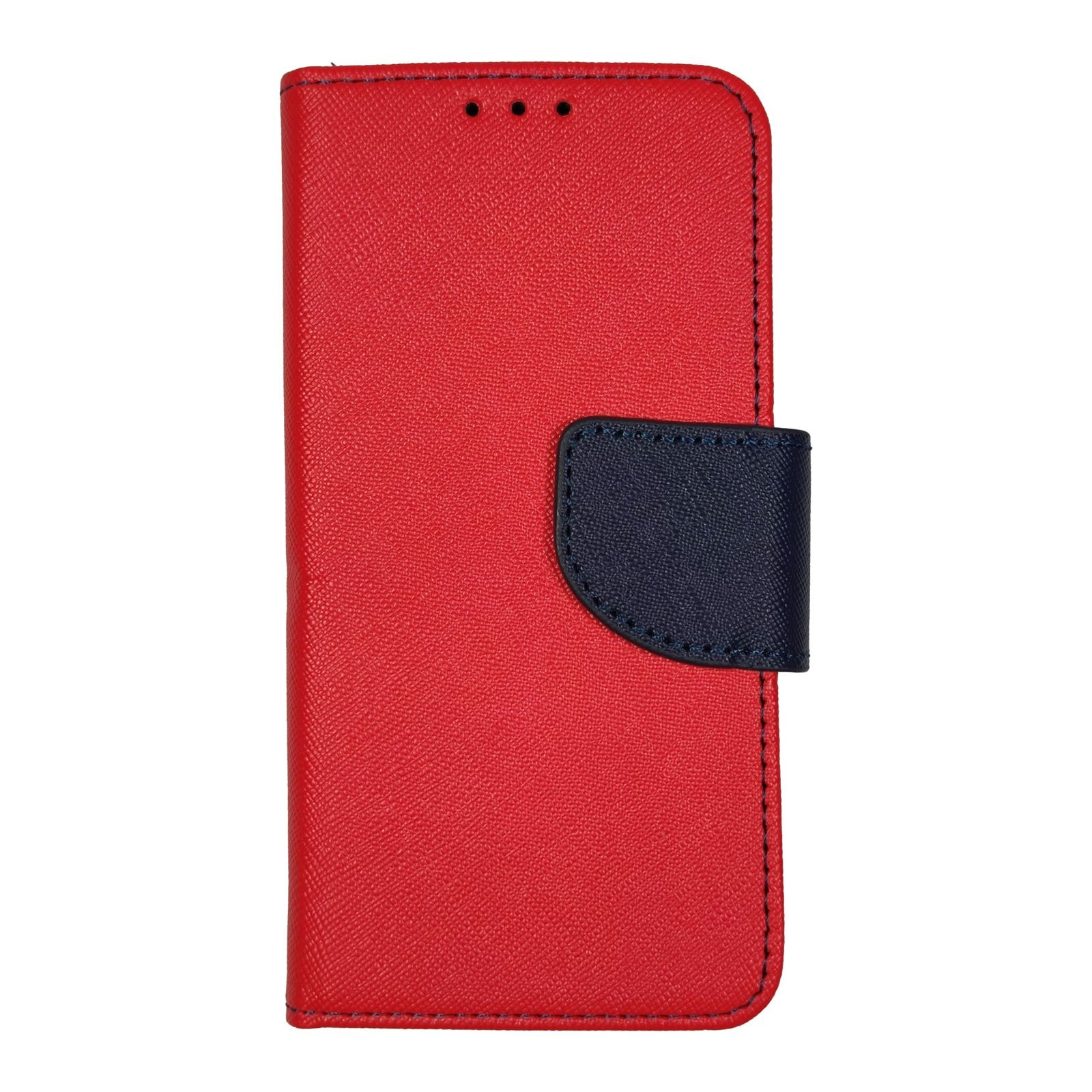 Husa Flip Carte compatibila cu Apple iPhone 12 Mini Magnetica cu stand si Suport Card model Dual, Antisoc, Viceversa Rosu/Albastru