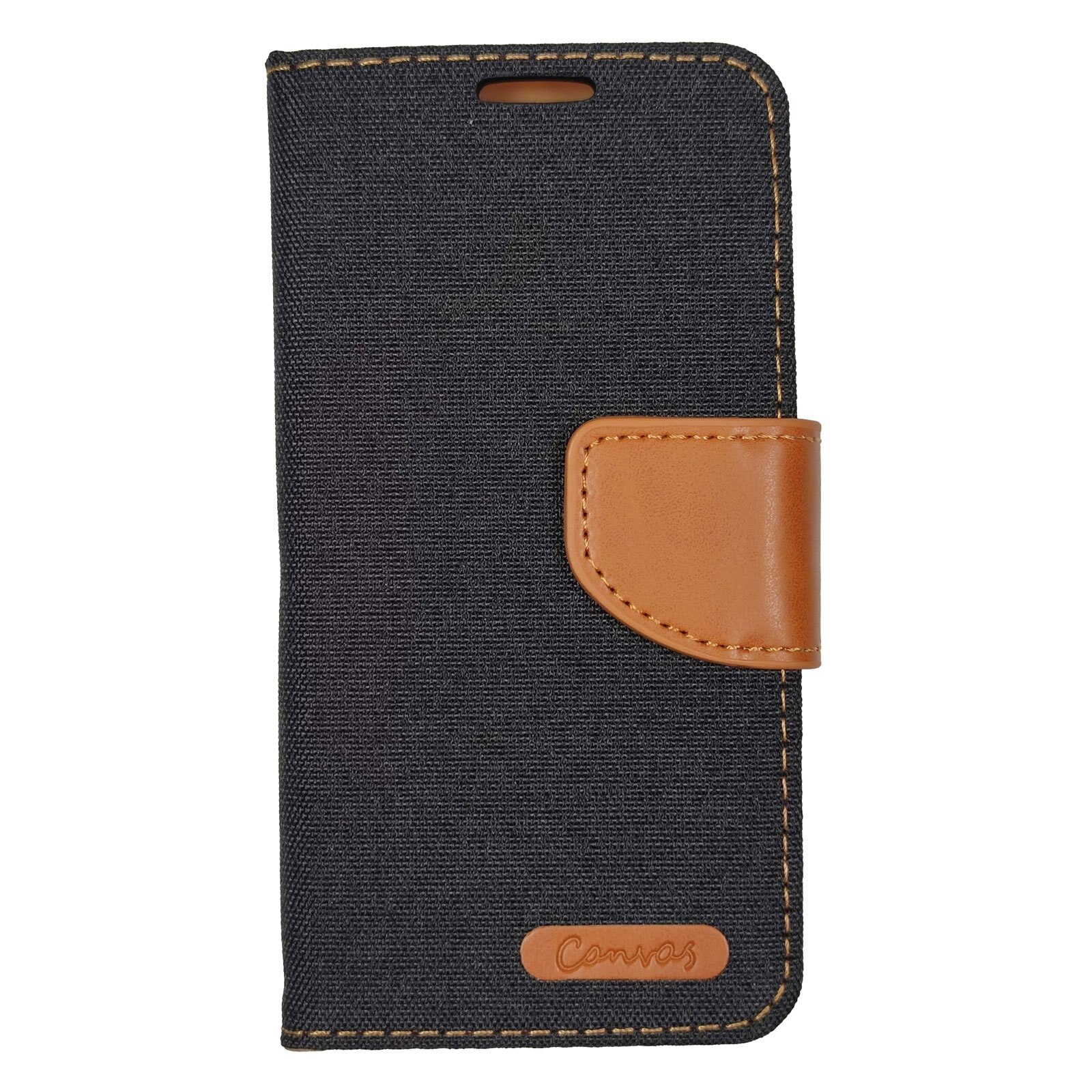 Husa Flip Carte compatibila cu Apple iPhone 12 Mini Magnetica cu stand si Suport Card model Dual, Antisoc, Viceversa Negru/Maro