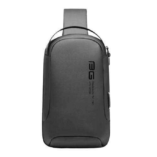 Rucsac crossbody/de umar, multifunctional, cu port de incarcare USB, Bange, Gri