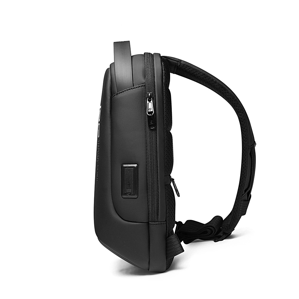 Rucsac crossbody/de umar, multifunctional, cu port de incarcare USB, Bange, Gri