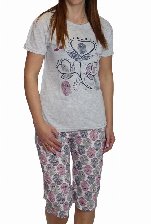 Pijamale dama, Miss Lale, Maneca scurta, Diverse, Bumbac, Gri