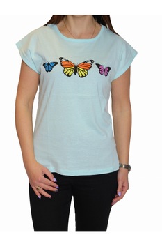 Tricou dama Casual, Aras, Fluturi, Menta Tricou dama Casual, Aras, Fluturi, Menta