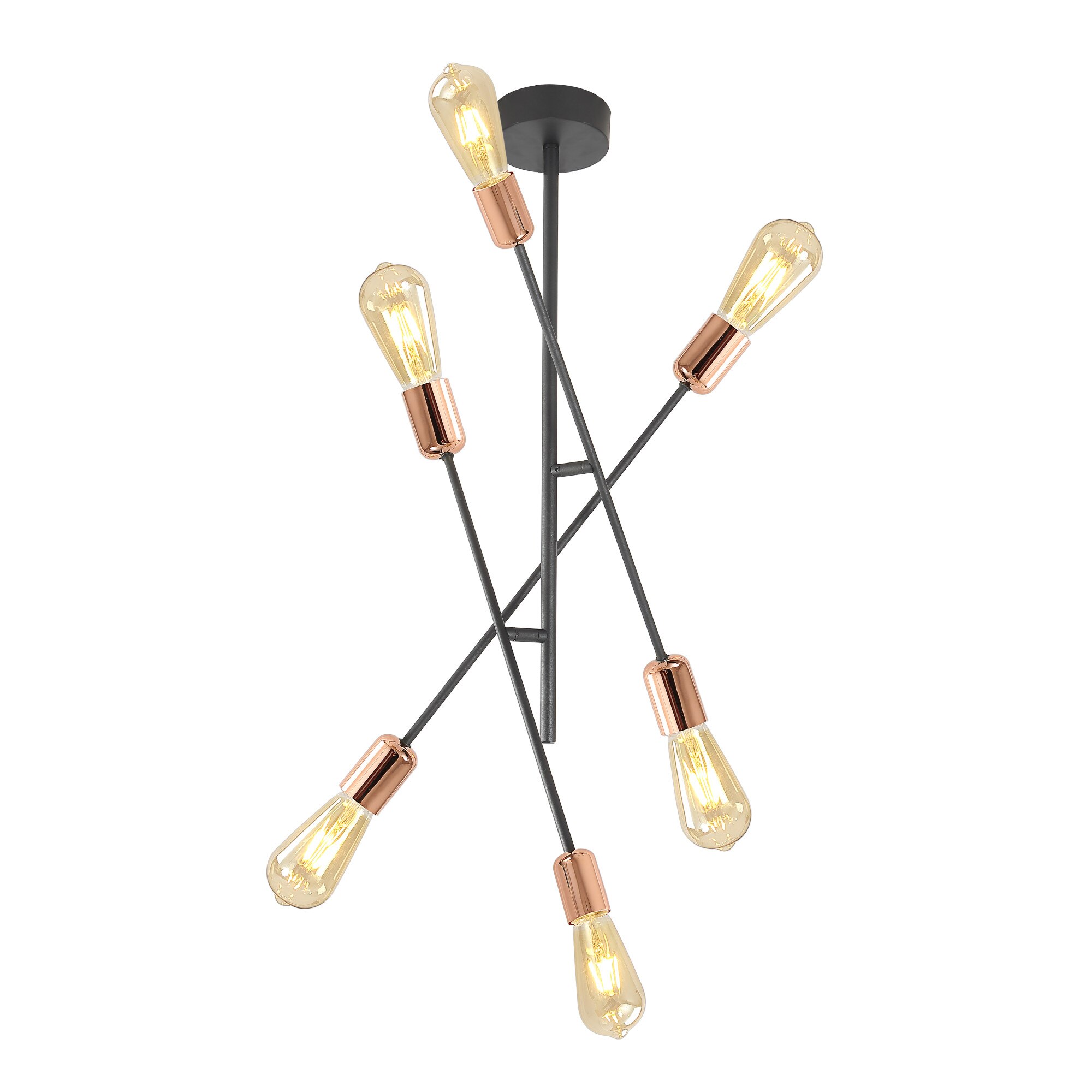 Candelabru Klausen, STRAIGHT 6, Cupru/Negru, KL 106005, E27, 6 x 11 W