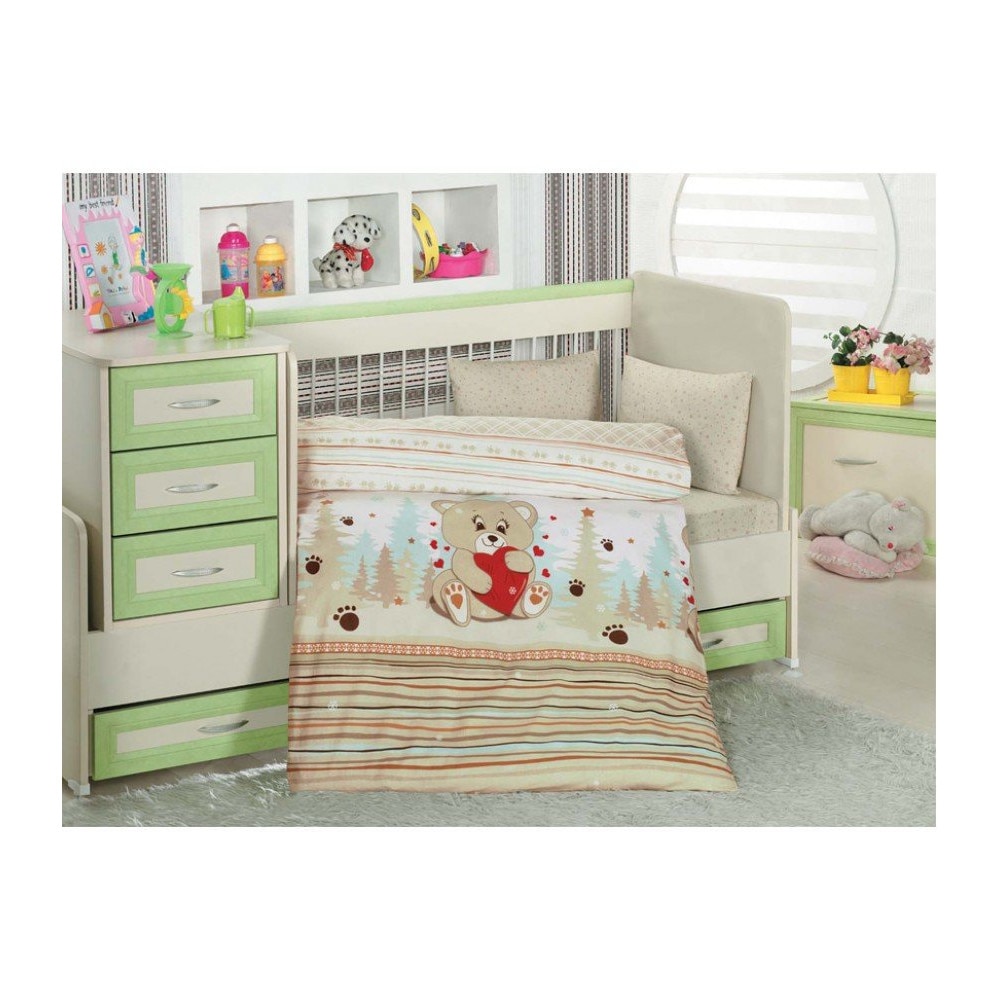 Lenjerie patut bebelusi bumbac 100%, Altinbasak, 4 piese, Altinbasak - Ursulet