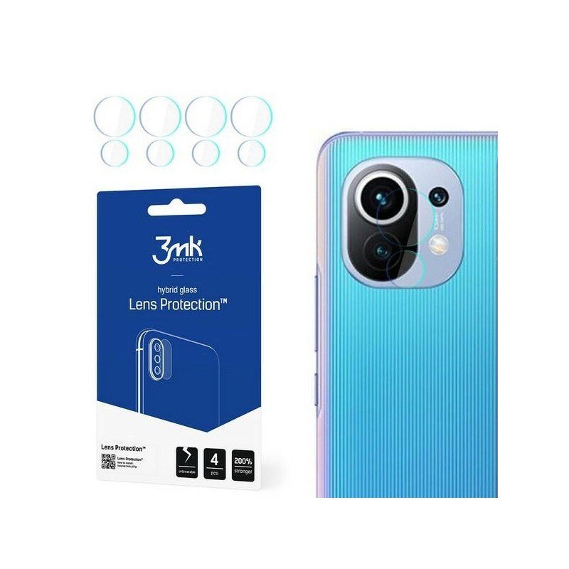 Set 4 Buc Folie Nano Glass Pentru Camera 3mk Xiaomi Mi 11 Lite 5g, Transparenta