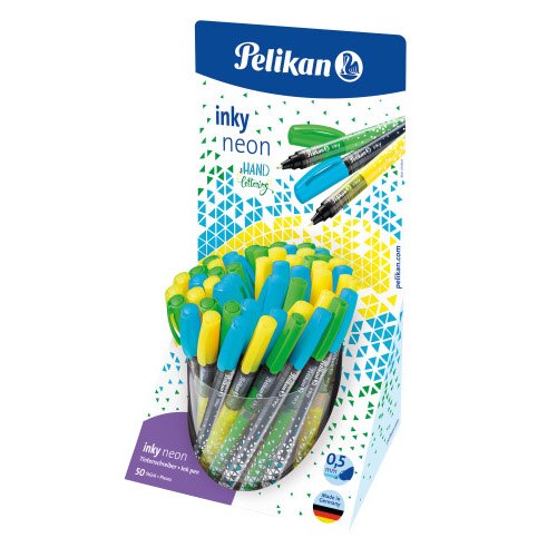 Set 50 Roller Pelikan, Inky, prezentare pe display, diverse culori Neon